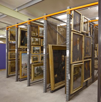 Birmingham Museums paintings in storage.