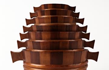 Nested wooden drinking cups