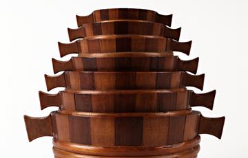 Nested wooden drinking cups