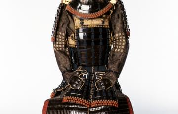Full suit of armour from Japan, the metal is laquered to a brown finish