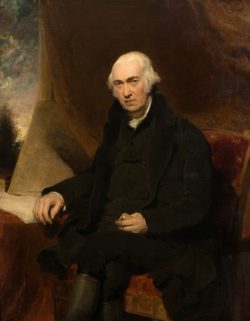 Elderly man in dark clothing seated on ornate chair, contemplative expression, classical portrait style.