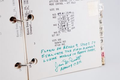 Close up detail of the manual with annotations.