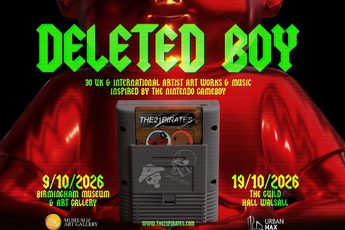 Mostly red poster, text of Deleted Boy in green above a grey box