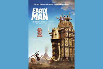 Movie poster for Early Man on a blue background.