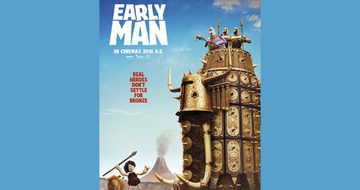 Movie poster for Early Man on a blue background.