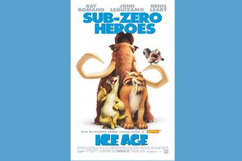 Ice Age Sub Zero Heroes film poster on blue background.