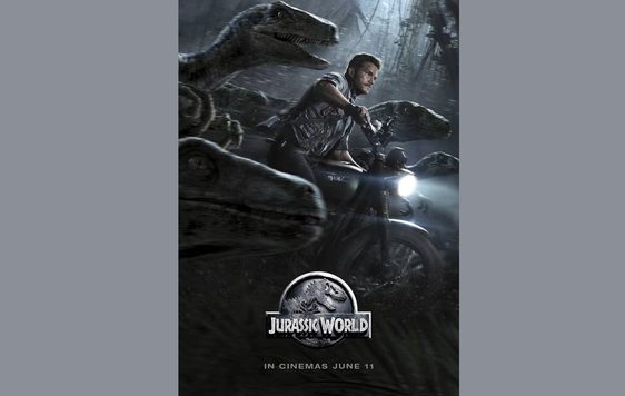 Jurassic World Poster on a grey background.