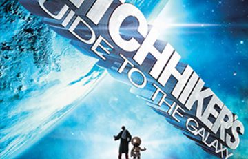 Movie poster for Hitchhikers Guide to the Galaxy.