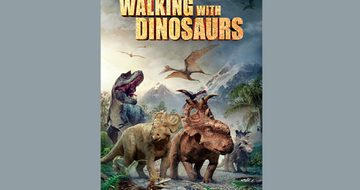 Walking with Dinosaurs poster on grey background.