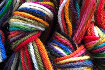 Close up of multi-coloured wool.