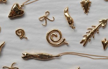 A selection of fold effect jewellery items in all shapes and sizes.