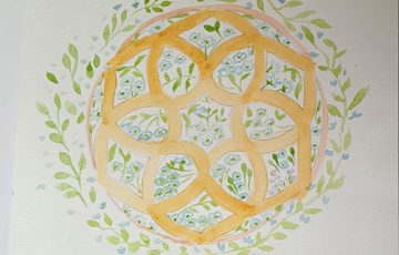 A floral geometric artwork.