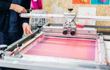 Close up of a printing press.