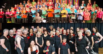 Combined photo of two choirs.
