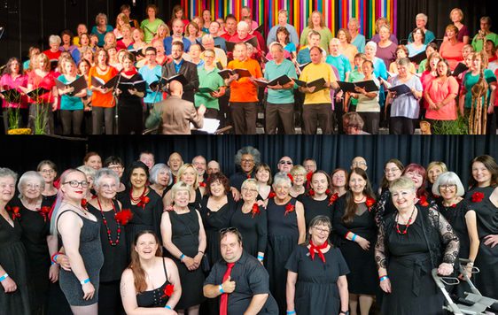 Combined photo of two choirs.