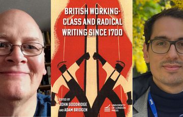 Banner with portrait photos and book cover of British Working-Class and Radical Writing Since 1700.