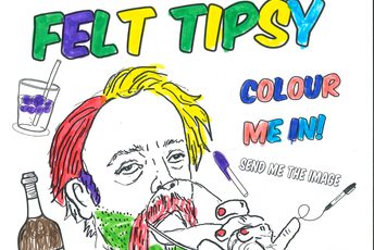 Post with pen illustration of Tat vision surrounded by drinks with text that reads "Felt Tipsy colour me in with Tat vision. Craft & Culture 6pm-9pm.