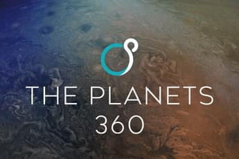 Close up of a planet with text overlayed that reads 'The planets 360'.