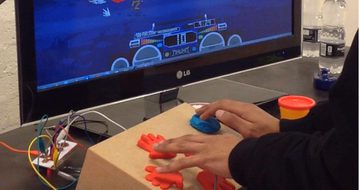 A computer game on a screen with someone player on the console.