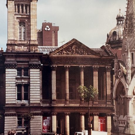 Exterior of Birmingham Museum & Art Gallery with clocktower taken in 1991.