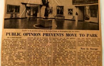 Old press clipping with the headline 'Lucifer' to Remain Under Cover. Public Opinion Prevents Move to Park.