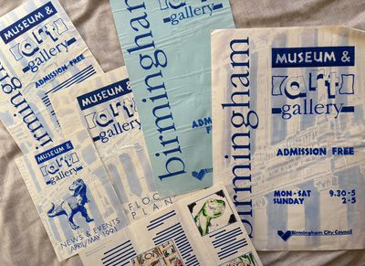 Flyers and floors plans designs for of Birmingham Museum & Art Gallery laid out.