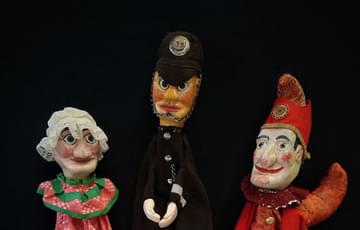 Seaside Puppets: Punch, Judy, Policeman, Baby and Crocodile.
