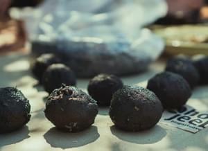 A small number of brown seed bombs