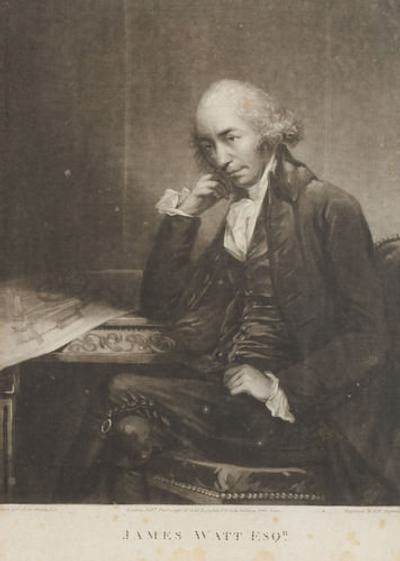 A detailed engraving of a man sitting at a table. His head is resting on his fist. He looks very grand.