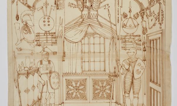 Wilkinson Tracing, Design for the armoury at Abbotsford, 1820.