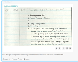 Handwritten object notes.