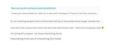 Screenshot of various comments on the talk boards.