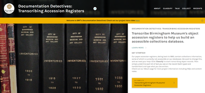 Screenshot of the Documentation Detective Zooniverse webpage
