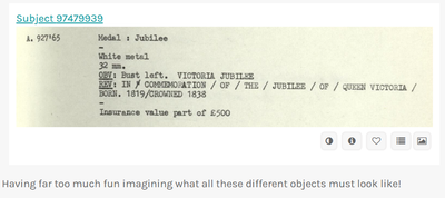 Screenshot of object accession notes.