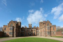 Front view of brick-built Jacobean hall