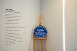 A blue plaque for Benjamin Zephaniah on display.
