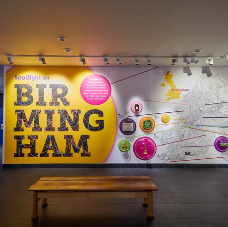 Display of Birmingham items and map.