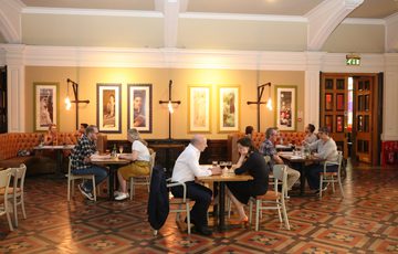 People sitting in the tearoom