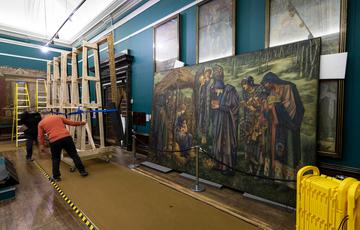 The Star of Bethlehem with its frame removed, leaning against a wall.