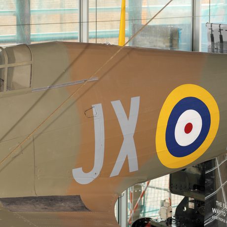 Close up of seat area of the Hawker Hurricane Fighter Aircraft.