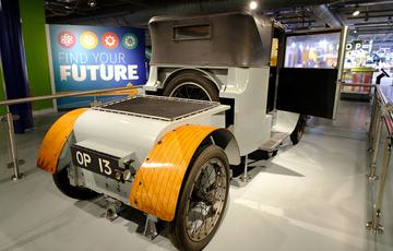 Rear view of a car dating from 1927 on display at Thinktank.