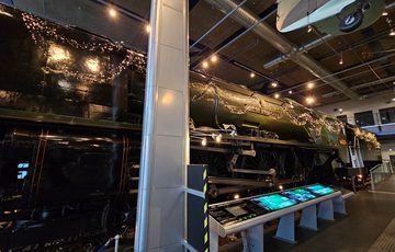 The City of Birmingham locomotive decorated with fairy lights.