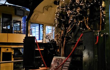 Inside the City of Birmingham steam locomotive.