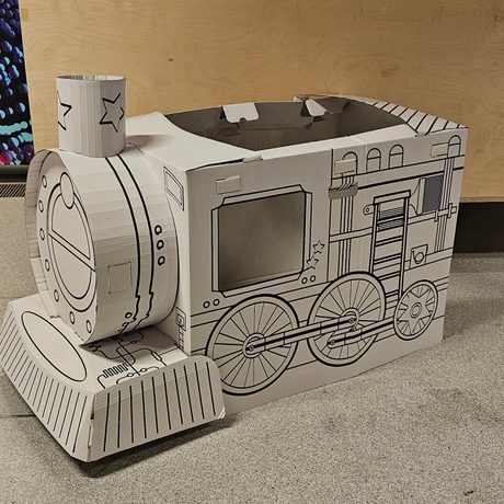 A cardboard train to colour in.