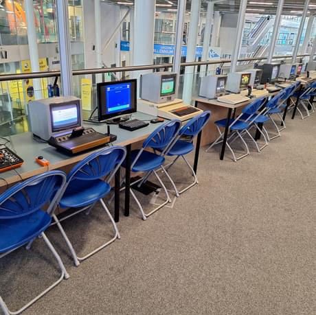 Rows of computer set up in Gamesworld.