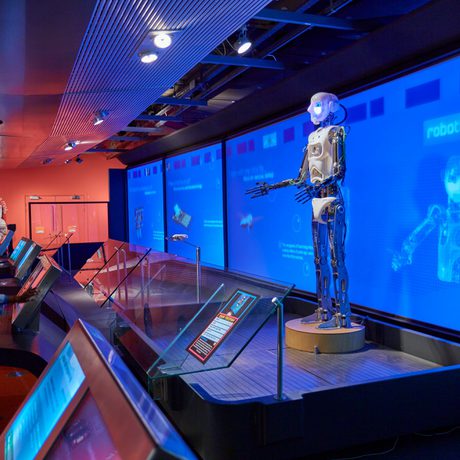 A life size robot on display.