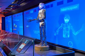A life size robot on display.