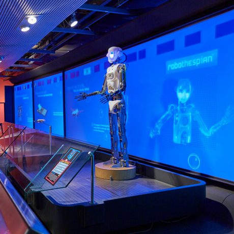 A life size robot on display.