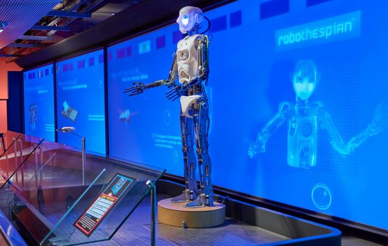 A life size robot on display.