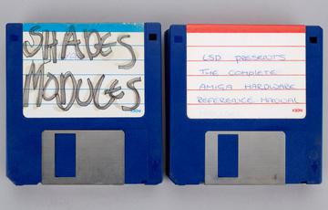 Two stacks of floppy disks.